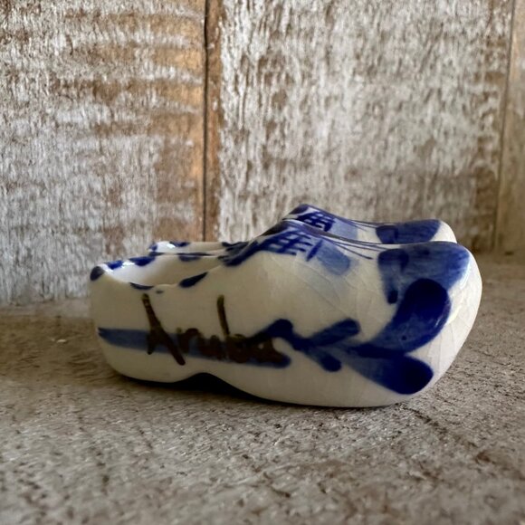 Tiny, Miniature Clogs, blue and white, ceramic  1.5"  *read full description - Picture 4 of 8